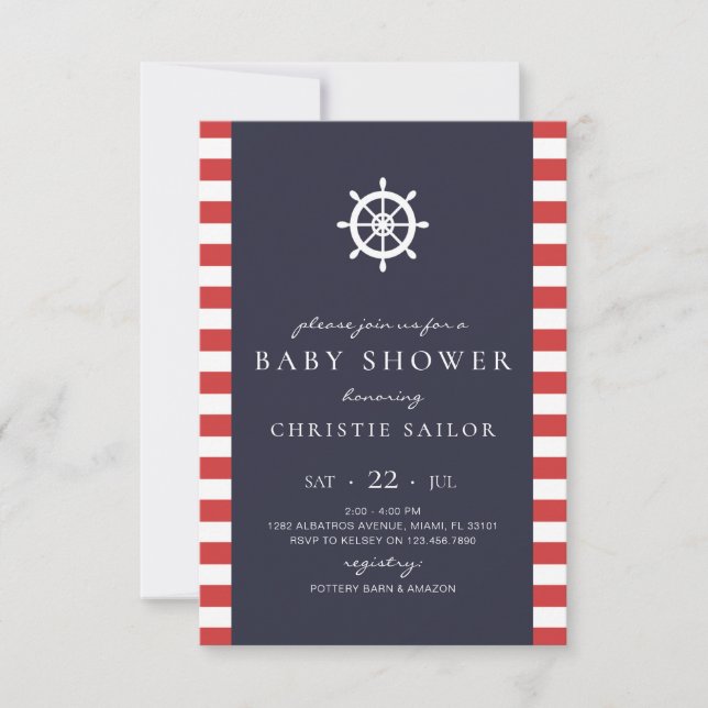 Einladungskarte für Nautical Baby Shower (Vorderseite)