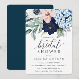 Einladungskarte für Navy Blooms Bridal
