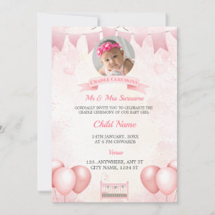 Einladungskarte für Pink Cradle Baby Foto