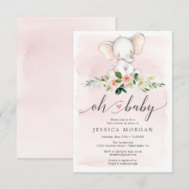 Einladungskarte für pink Elephant Baby Dusche