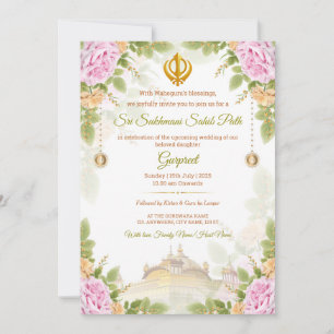 Einladungskarte für Pink & Green Floral Sukhmani P