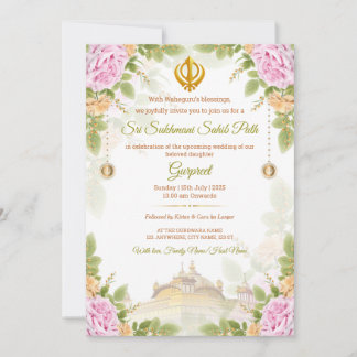 Einladungskarte für Pink & Green Floral Sukhmani P