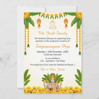 Einladungskarte für Satyanarayan Puja