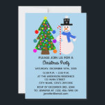 Einladungskarte für Snowman & Christmas Tree #3-2<br><div class="desc">Snowman & Christmas Tree #3</div>