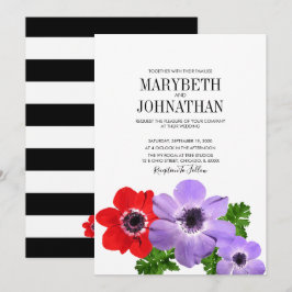Einladungskarte für Wasserfarben-Anemone-Blumenzeh