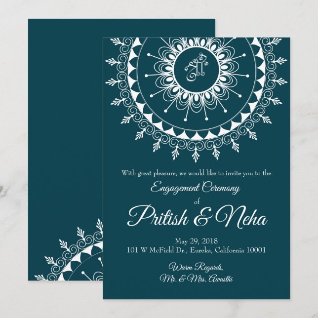 Einladungskarte Rangoli (Vorne/Hinten)