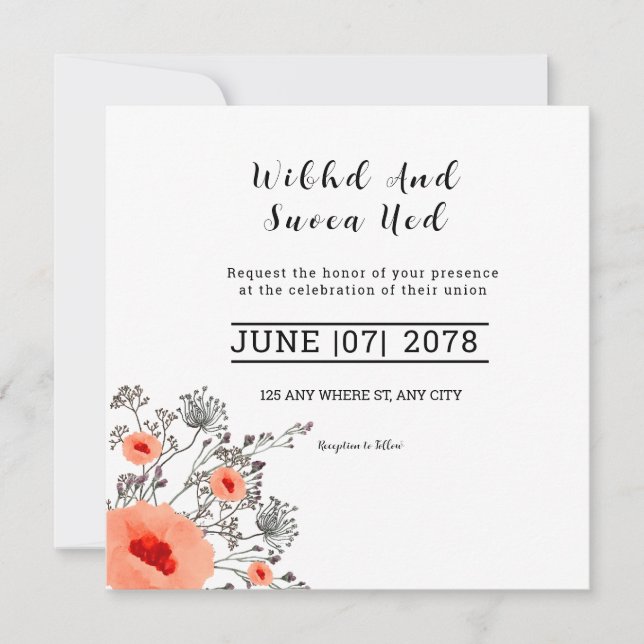 Einladungskarte - Square Wedding Card Design (Vorderseite)
