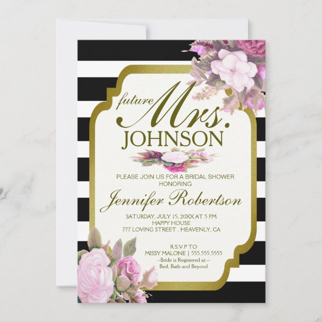 Einladungskarte | Vintages Look Brautparty mit Blu (Vorderseite)