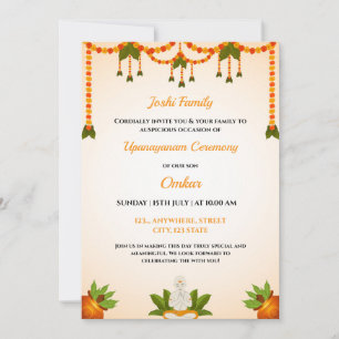 Einladungskarte von Upanayanam, Thread-Einladung