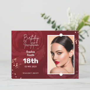 Einladungskarte zum 18. Geburtstag   Champagne Red