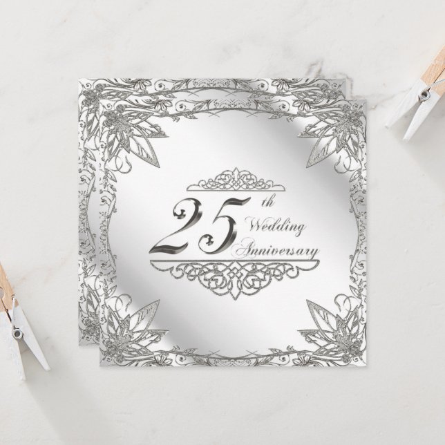 Einladungskarte zum 25. Hochzeitstag (Vorderseite/Rückseite Beispiel)