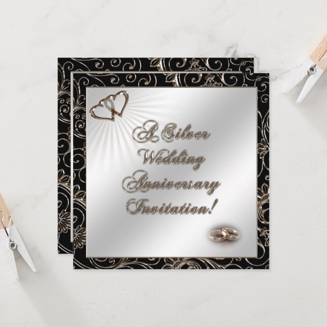 Einladungskarte zum 25. Hochzeitstag (Vorderseite/Rückseite Beispiel)