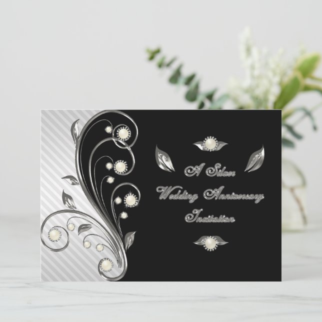 Einladungskarte zum 25. Hochzeitstag (Stehend Vorderseite)