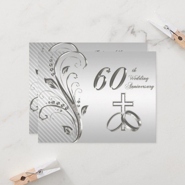 Einladungskarte zum 60. Hochzeitstag (Vorderseite/Rückseite Beispiel)
