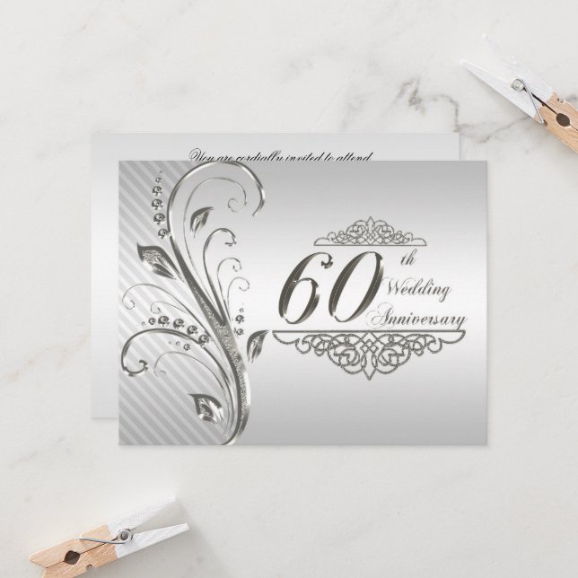 Einladungskarte zum 60. Hochzeitstag (Vorderseite/Rückseite Beispiel)