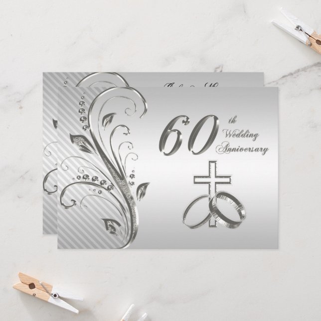 Einladungskarte zum 60. Hochzeitstag (Vorderseite/Rückseite Beispiel)