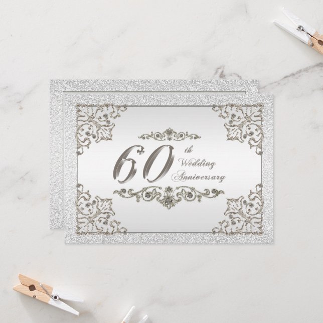Einladungskarte zum 60. Hochzeitstag (Vorderseite/Rückseite Beispiel)