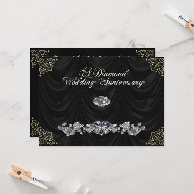 Einladungskarte zum 60. Hochzeitstag (Vorderseite/Rückseite Beispiel)