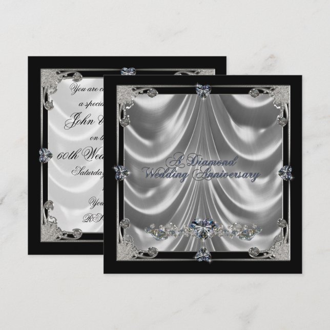 Einladungskarte zum 60. Hochzeitstag (Vorne/Hinten)