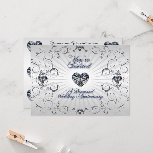 Einladungskarte zum 60. Hochzeitstag (Vorderseite/Rückseite Beispiel)