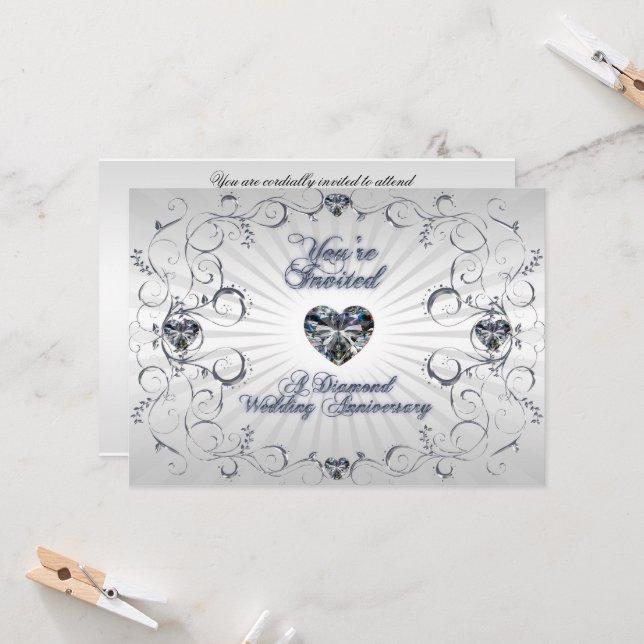 Einladungskarte zum 60. Hochzeitstag (Vorderseite/Rückseite Beispiel)