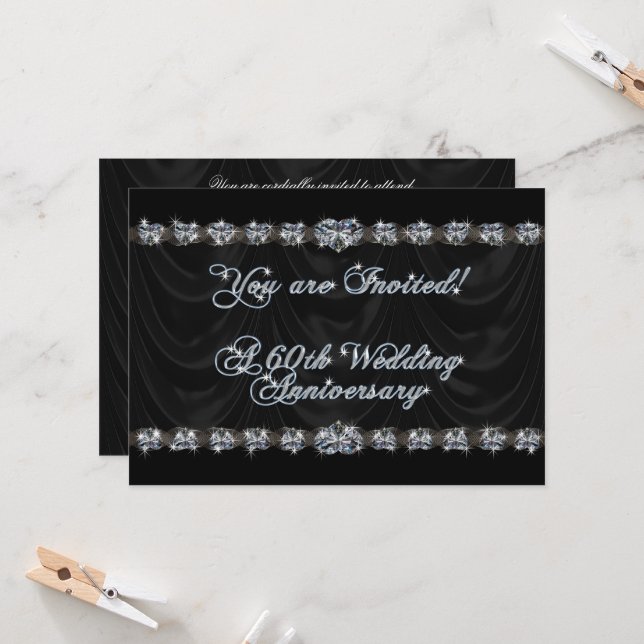 Einladungskarte zum 60. Hochzeitstag (Vorderseite/Rückseite Beispiel)