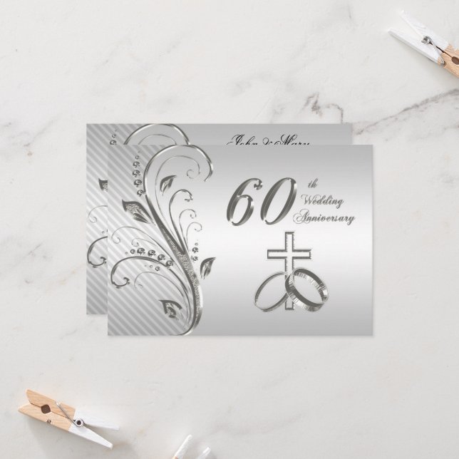 Einladungskarte zum 60. Hochzeitstag (Vorderseite/Rückseite Beispiel)