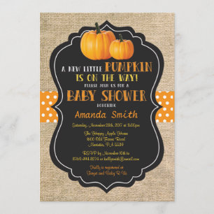 Einladungskarte zur Babyparty Little Pumpkin mit J