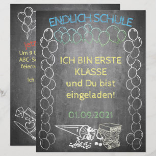 Einladungskarte zur Einschulung im Tafelstil