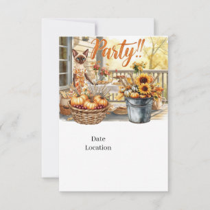 Einladungskarte zur Herbstparty für Siamese-Katzen