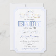 Einladungskarten für Vintage-Teeparty zur Babypart