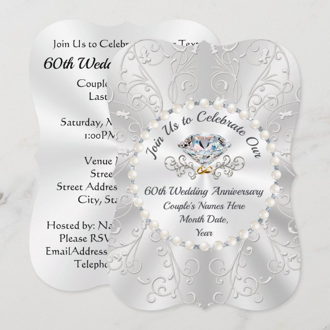 Einladungskarten zum 60. Hochzeitstag (Vorne/Hinten)