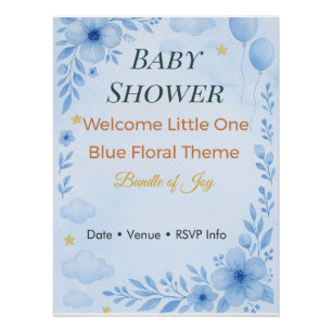 Einladungspaket Baby Shower Bundle of Joy Blau Flo Poster