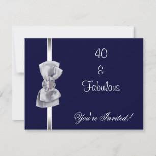 Einladungsparty Silberbogen Fabelhaft 40. Navy Einladung