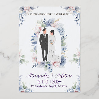 Einladungvorlage für Hochzeiten, druckbare Hochzei Folieneinladung