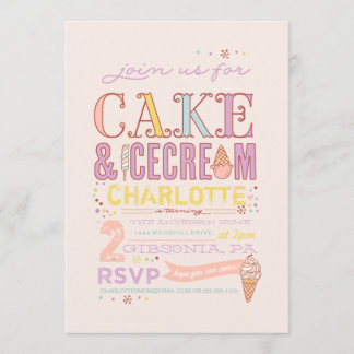 EINLAGE DER SOZIALEN BIRTHDAY-PARTEI ICE CREAM EINLADUNG