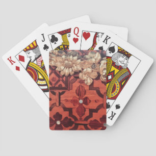 Einlegeholz mit goldfarbenem Blumenkranz Spielkarten