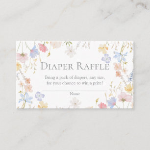 Einleger für Wildblumen-Baby-Party-Windel-Raffle Begleitkarte
