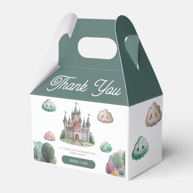Einmal auf der grünen Burg Pastel Babydusche Geschenkschachtel (Vorderseite)