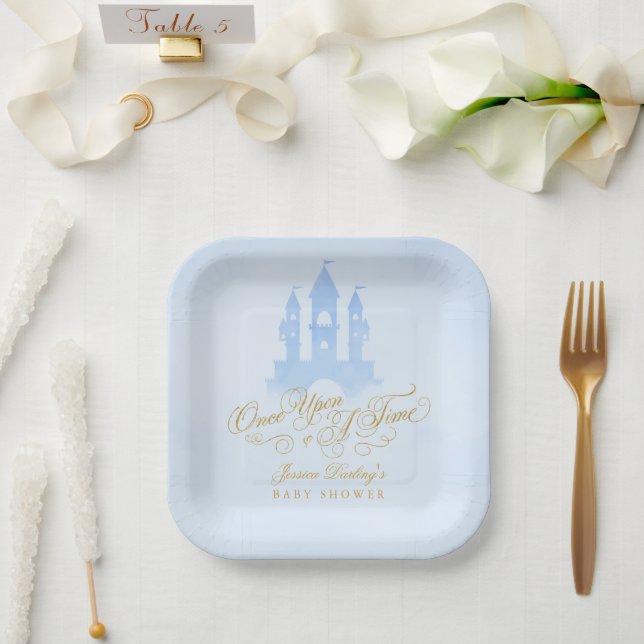 Einmal auf der Messe Burg Babydusche Pappteller (Hochzeit)