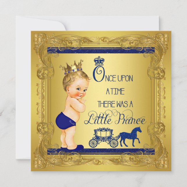 Einmal auf die Zeit Prince Baby Boy Dusche Einladung (Vorderseite)