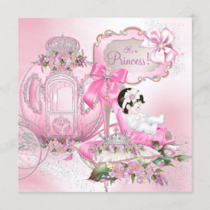 Einmal auf die Zeit Prinzessin Pink Baby Dusche Einladung