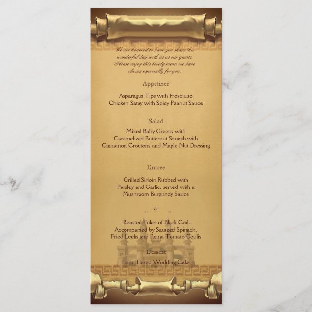 Einmal auf einer Hochzeitskarte Menükarte (Vorderseite)