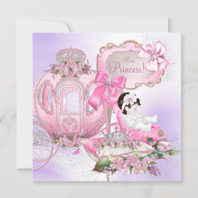Einmal auf Princess Baby Dusche Lila rosa Einladung (Vorderseite)