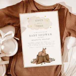 Einmal auf Woodland Tiere Babydusche Einladung