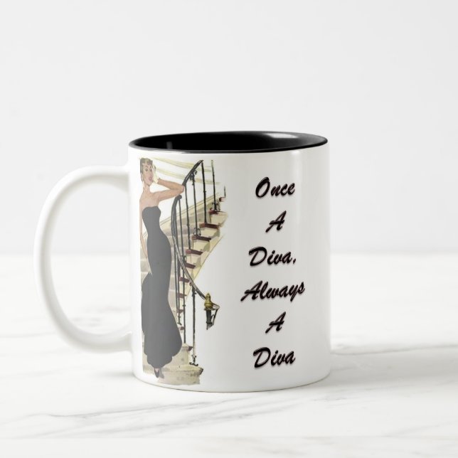 Einmal eine Diva, immer eine Diva Zweifarbige Tasse (Links)