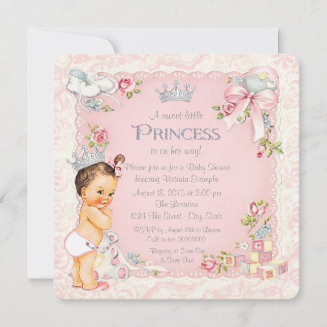 Einmal eine kleine Princess-Kinderdusche Einladung (Vorderseite)