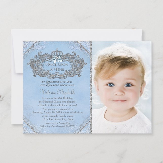 Einmal Foto Prinzessin Geburtstag Einladung (Vorderseite)