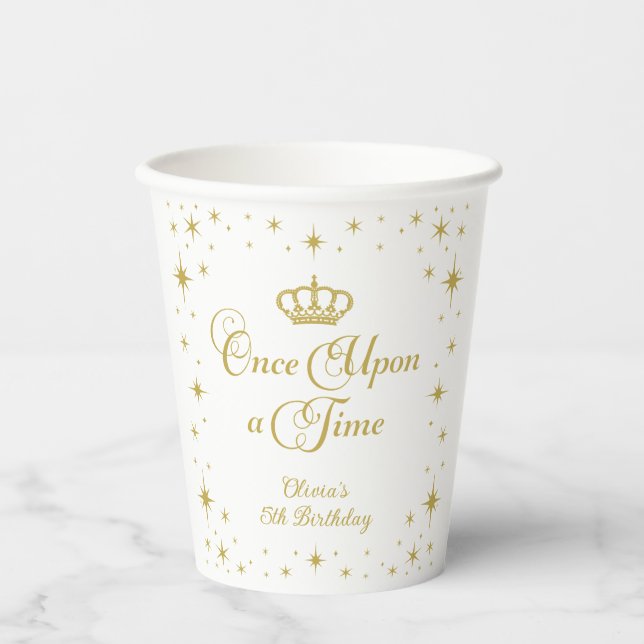 Einmal Gold Prinzessin zum Geburtstag Pappbecher (Vorderseite)