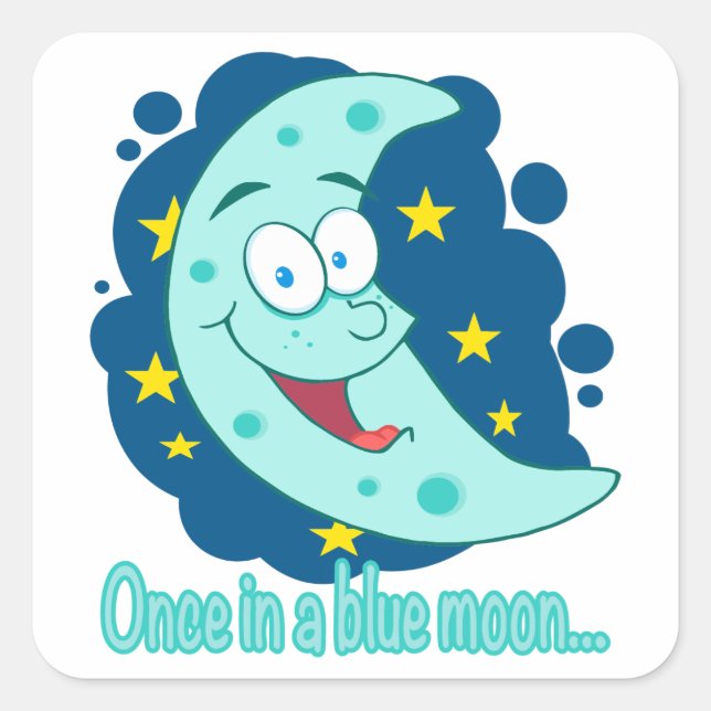 einmal in blauem Cartoon Quadratischer Aufkleber (Vorderseite)